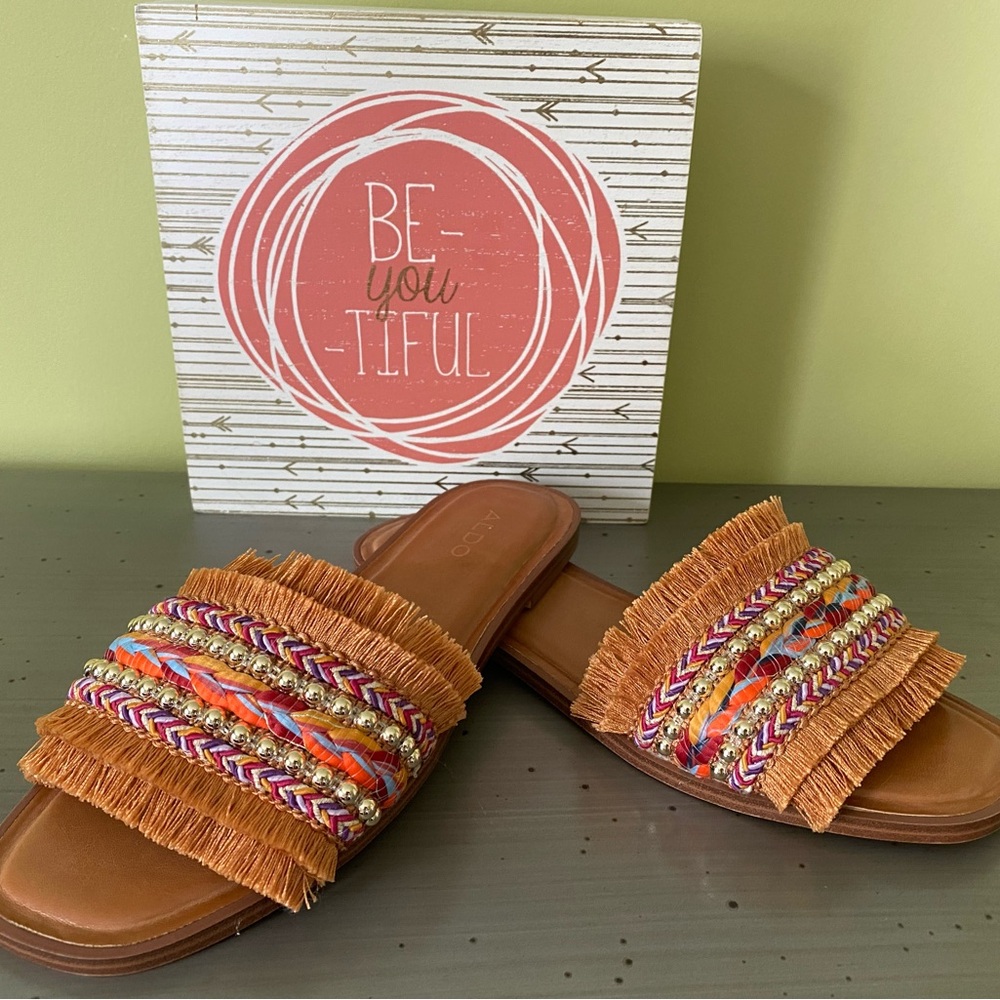 Multi coloured leather sandals